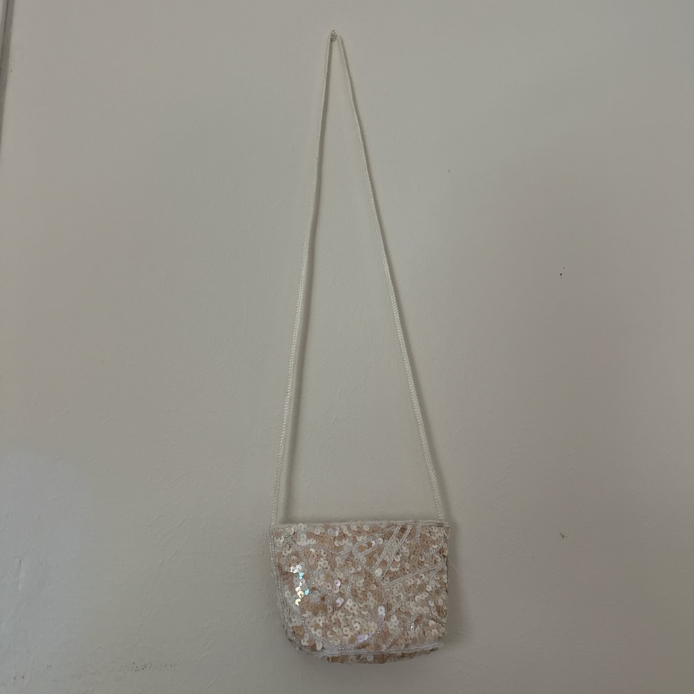 Elegant Cream Sequin Shoulder Bag